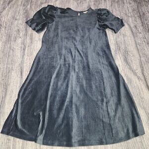 52seven Blue Corduroy Dress Puff Short Sleeve‎ A-Line Casual Cute Women's Small